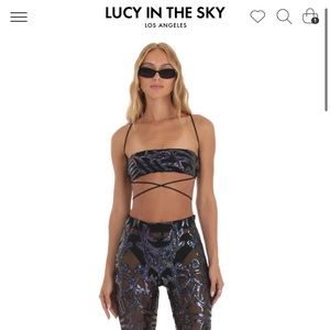 Lucy in the sky Peony Iridescent Sequin Three Piece Set in Black